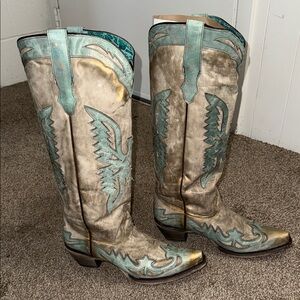 Turquoise eagle corral cowgirl boots size 11